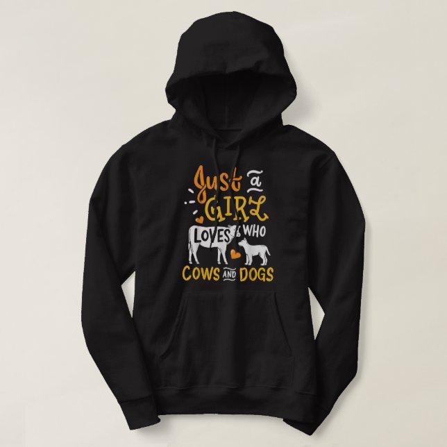 Cow Dog Just A Girl Who Loves Cows And Dogs Funny  Hoodie (Design Front)