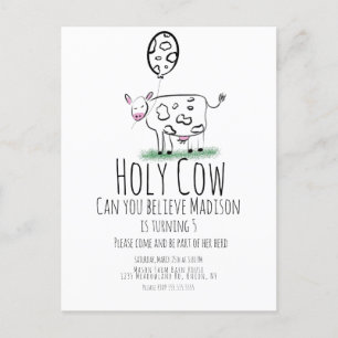 Cow Doodle Farm Animal Birthday Party   Postcard