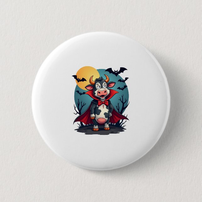 Cow Dracula Rises 6 Cm Round Badge (Front)