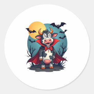 Cow Dracula Rises Classic Round Sticker