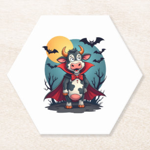 Cow Dracula Rises Paper Coaster