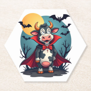Cow Dracula Rises Paper Coaster