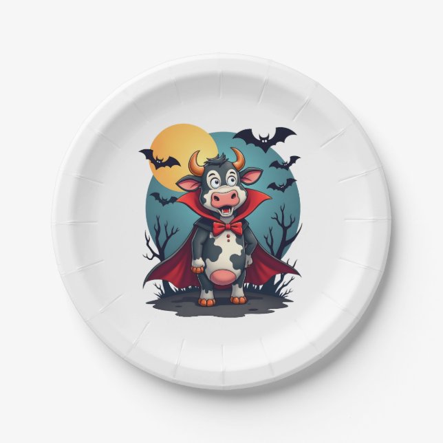 Cow Dracula Rises Paper Plate (Front)