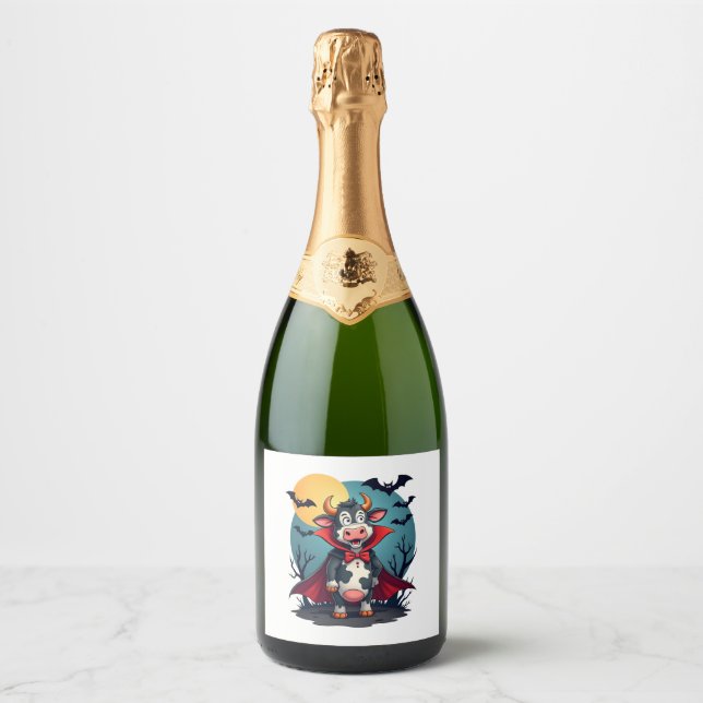 Cow Dracula Rises Sparkling Wine Label (Front)