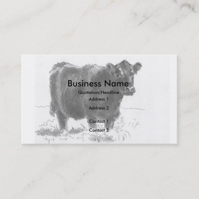 Cow Drawing Business Cards (Front)