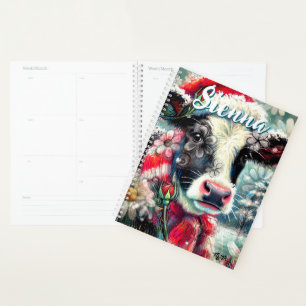 Cow Dreaming of Warmer Times Floral Personalised Planner