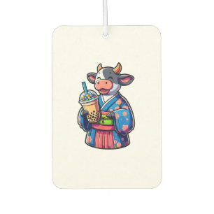 Cow Drinking Bubble Tea Japanese Kimono _2 Car Air Freshener