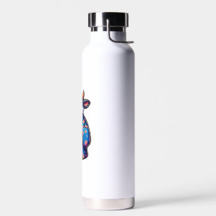 Cow Drinking Bubble Tea Japanese Kimono _2 Water Bottle