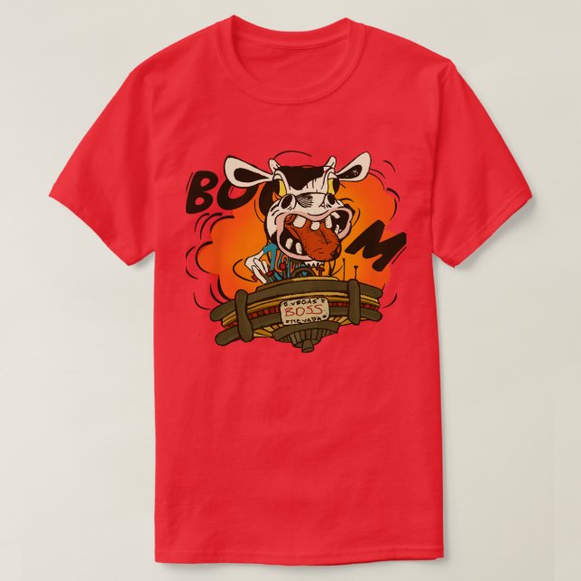 Cow driving a flying saucer with las vegas platean T-Shirt (Design Front)
