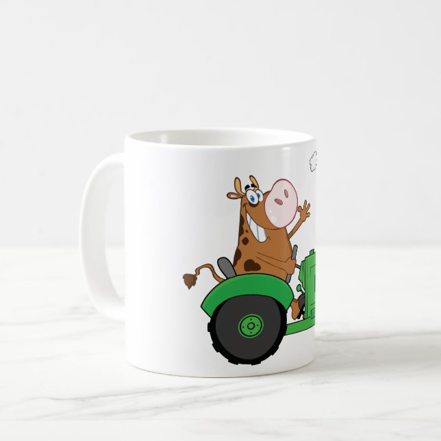Cow Driving A Tractor Coffee Mug (Front Left)