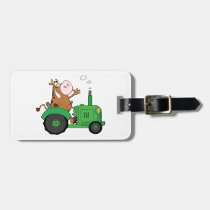 Cow Driving A Tractor Luggage Tag