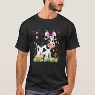 Cow Easter Egg Hunt Bunny Ear Cow Happy Easter T-Shirt