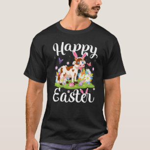 Cow Easter Egg Hunting Floral Cow Easter Sunday T-Shirt