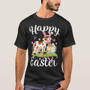 Cow Easter Egg Hunting Floral Cow Easter Sunday T-Shirt