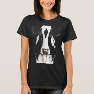 Cow Face Art Black And White Cute T-Shirt