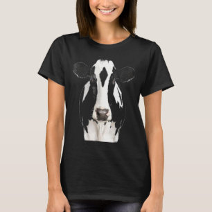 Cow Face Art Black And White Cute T-Shirt