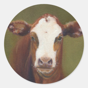 Cow Face Classic Round Sticker