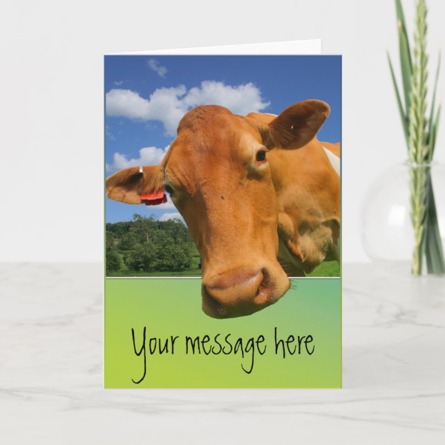 Cow face customisable greeting card (Front)