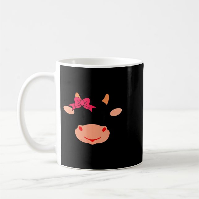 Cow Face Eyelashes Bow Funny Halloween Costume Coffee Mug (Left)