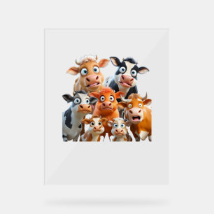 Cow Face Funny Cute Animal Cow Farmer Cow Baby Lov Acrylic Sign