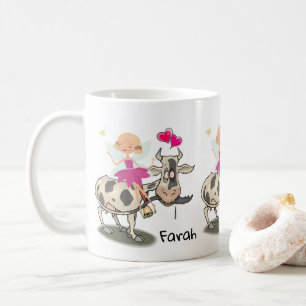 Cow Fairy Floral Pink Hearts Mug