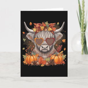 Cow Fall Thanksgiving Halloween Pumpkin Western Card