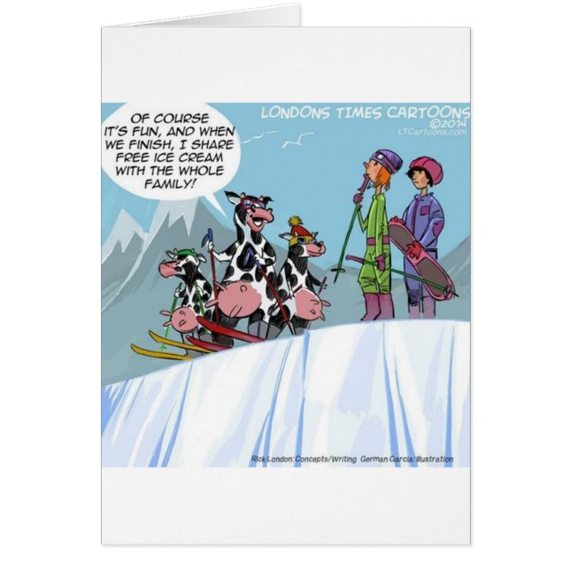 Cow Family Snow Skiing Funny (Front)