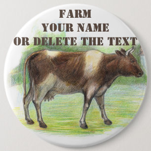 Cow farm  6 cm round badge