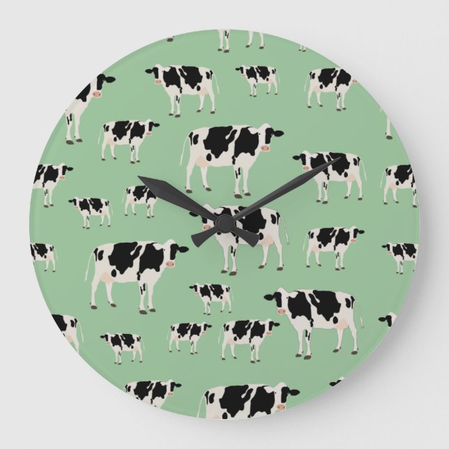 Cow Farm Animal Pattern  Large Clock (Front)