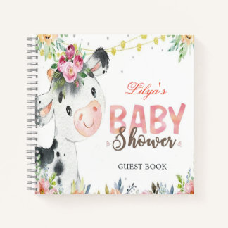Cow Farm Animals Barnyard baby shower guest book