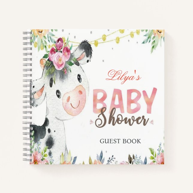  Cow Farm Animals Barnyard baby shower guest book (Front)