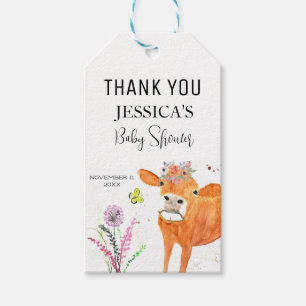 Cow Farm Animals Country Baby Shower Girl Boy Gift Tags