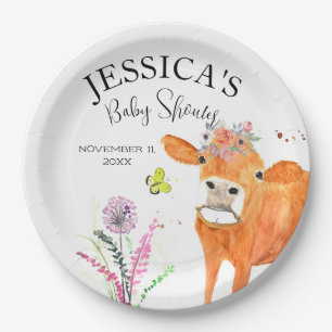Cow Farm Animals Country Baby Shower Girl Boy Paper Plate