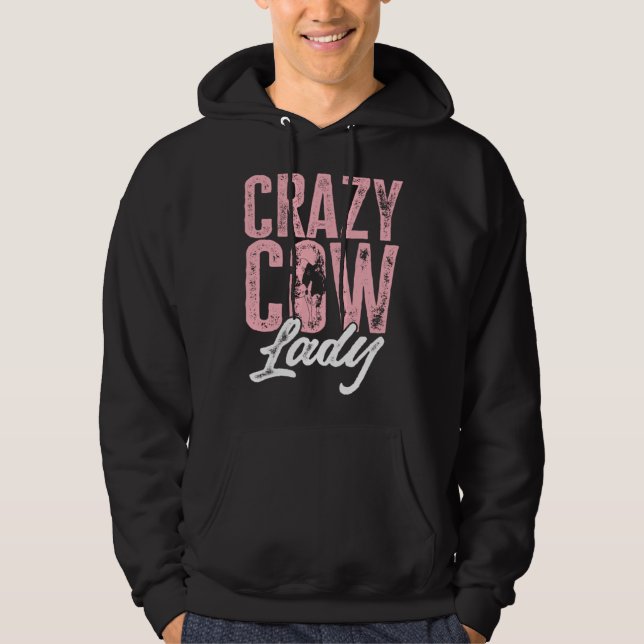 Cow Farm Animals Crazy Cow Lady Hoodie (Front)