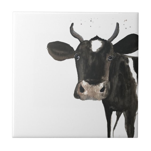 Cow Farm Animals watercolor Farmyard art Tile (Front)