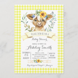 cow farm baby shower invitation gender neutral