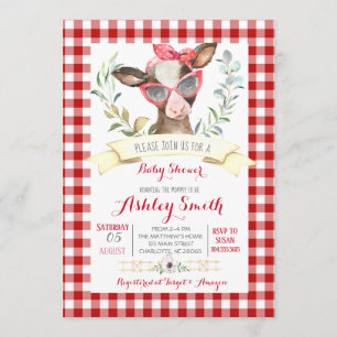 cow farm baby shower invitation re girl