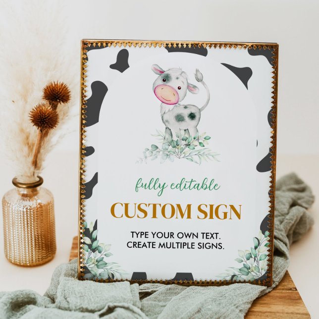 Cow Farm Birthday Party Table Sign (Creator Uploaded)