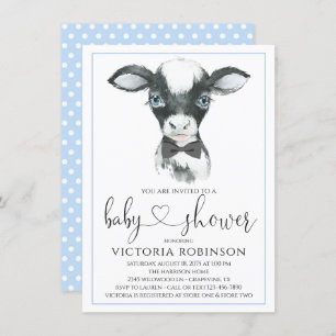 Cow Farm Boy Baby Shower Invitations
