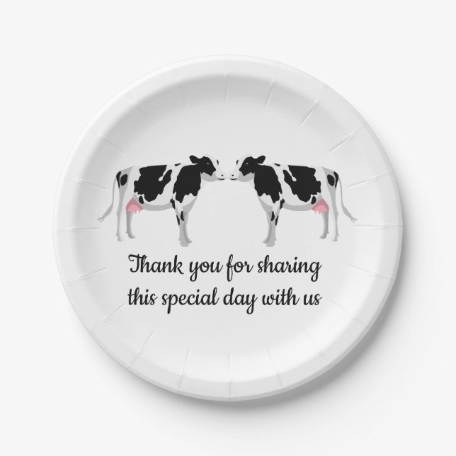 Cow Farm County Farmer Wedding Party Anniversary Paper Plate (Front)