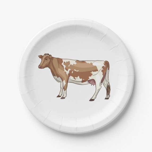Cow Farm County Wedding Party Birthday Brown Paper Plate (Front)
