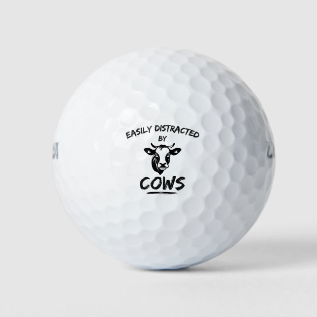 Cow Farm: Easily Distracted By Cows Golf Balls (Front)