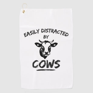Cow Farm: Easily Distracted By Cows Golf Towel