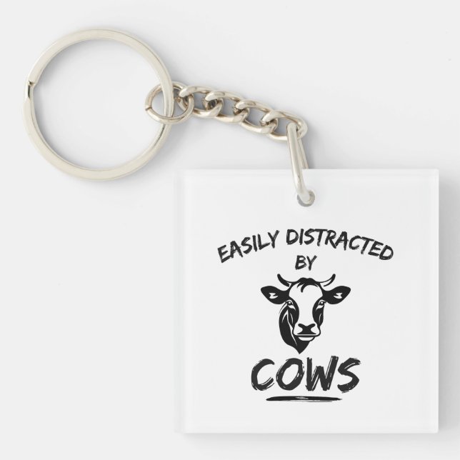 Cow Farm: Easily Distracted By Cows Key Ring (Front)