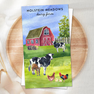Cow Farm Holstein Dairy Watercolor Business Card