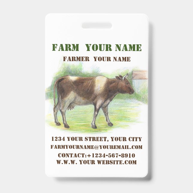  Cow farm ID Badge (Front)