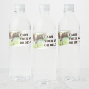 Cow farm water bottle label