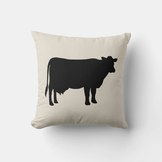 Cow Farmhouse Style Throw Pillow (Front)