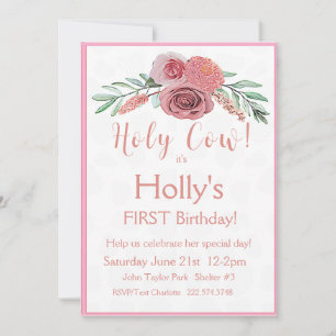Cow First Birthday Invitation