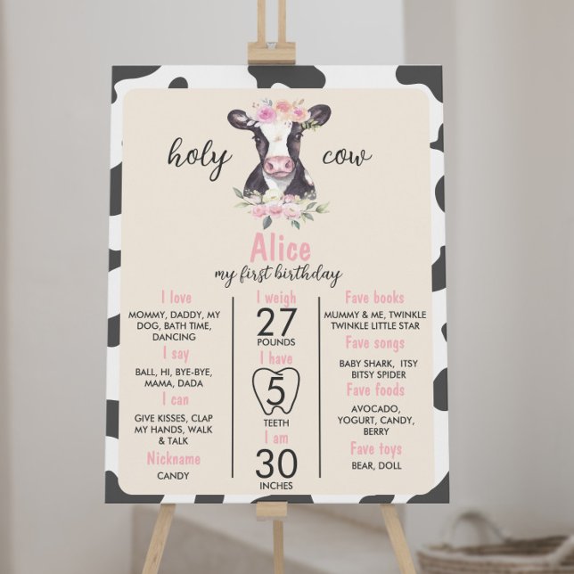 Cow First Birthday Milestone Sign (Creator Uploaded)